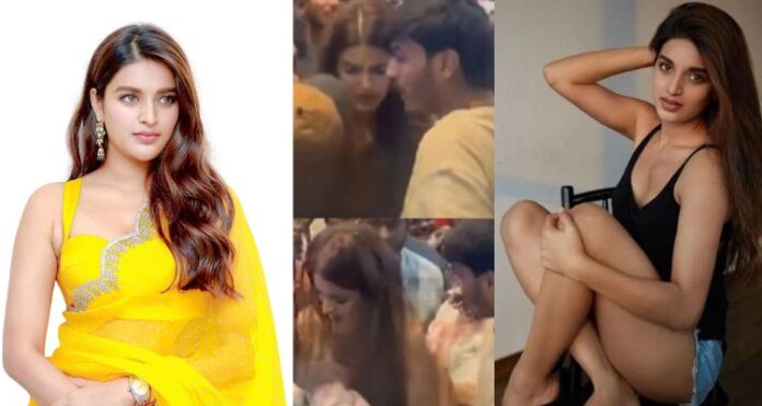 অভিনেত্রী নিধি আগরওয়ালের কোলাজ ছবি এবং হেনস্থার ঘটনার দৃশ্য